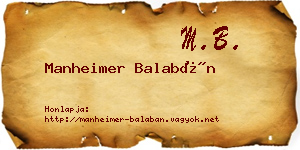 Manheimer Balabán névjegykártya